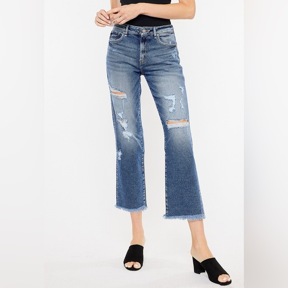 KanCan™ Ankle Straight High Rise Ripped Jean - Picture 1 of 5
